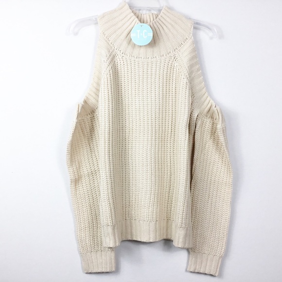 Tea n Cup Sweaters - NWT Tea n Cup Cold Shoulder Tan Sweater